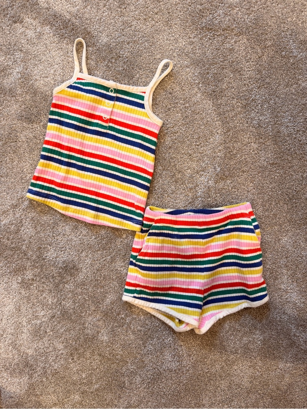 Hanna Andersson Rainbow Ribbed Tank & Shorts Set Size 2T (85 cm)